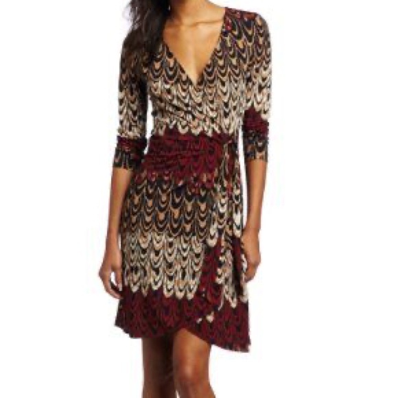 BCBGMAXAZRIA Womens Adele Jersey Printed Wrap Dress Size Small - Picture 1 of 6